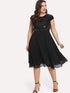 Plus Sequin Bodice Cap Sleeve Dress